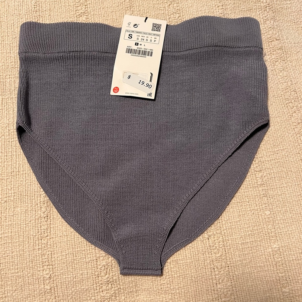Blue Knit Bikini Bottoms